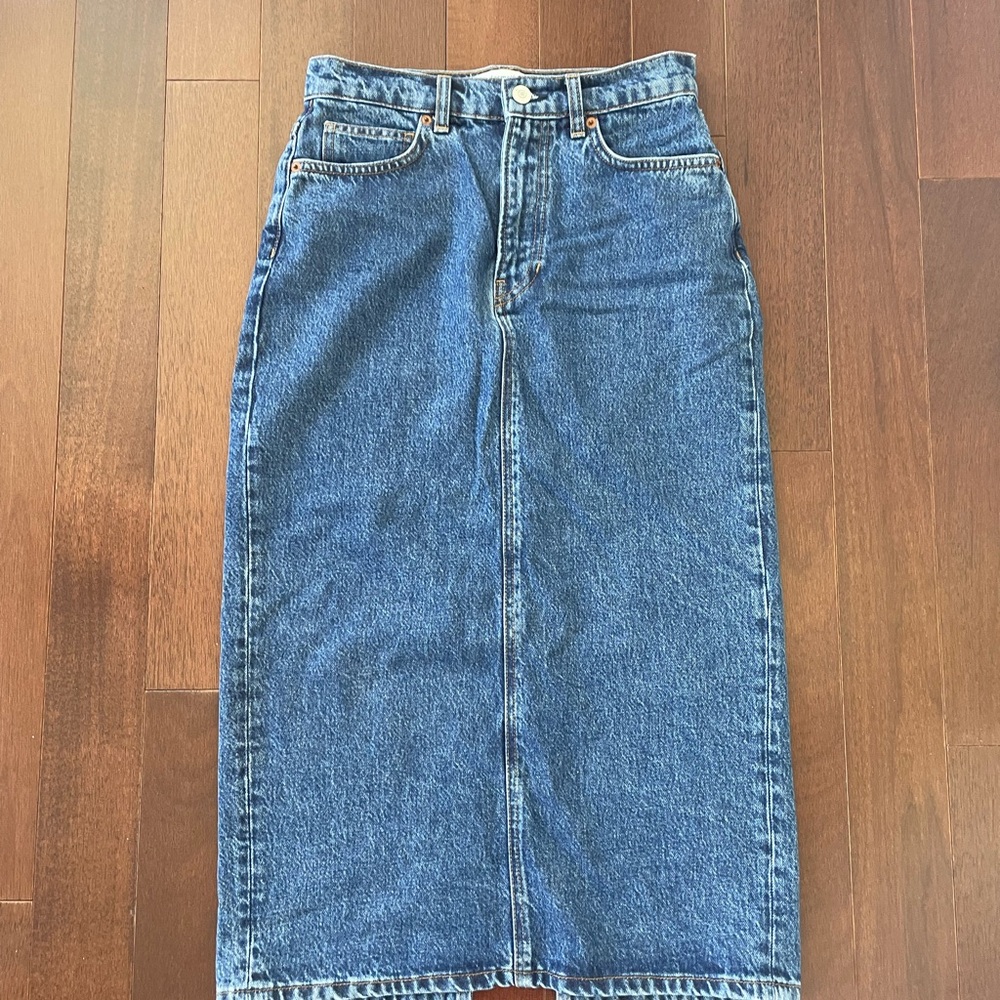 Women's Reformation Blue Denim Skirt